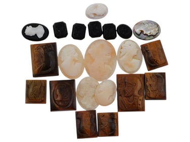 COLLECTION OF VARIOUS ANTIQUE HAND CARVED CAMEOS