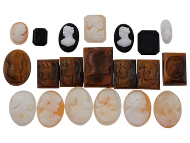COLLECTION OF ANTIQUE HAND CARVED CAMEOS