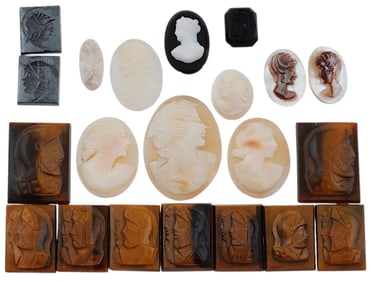 COLLECTION OF ANTIQUE HAND CARVED CAMEOS