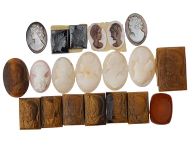 LOT OF ASSORTED PORTRAIT CARVED CAMEO MEDALLIONS