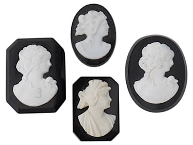 COLLECTION OF FEMALE PORTRAIT ONYX SHELL CAMEOS