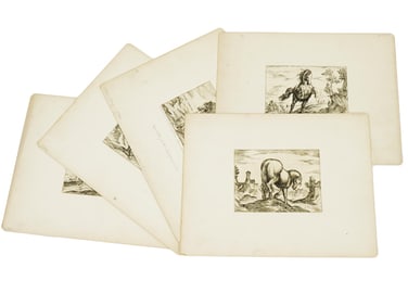 ANTIQUE HORSE ETCHINGS BY ANTONIO TEMPESTA C 1590