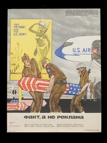 VINTAGE SOVIET COLD WAR PROPAGANDA POSTER VIETNAM 1966