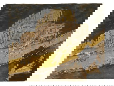 ATTR LUDWIG BEMELMANS AMERICAN PAINTING ON PAPER