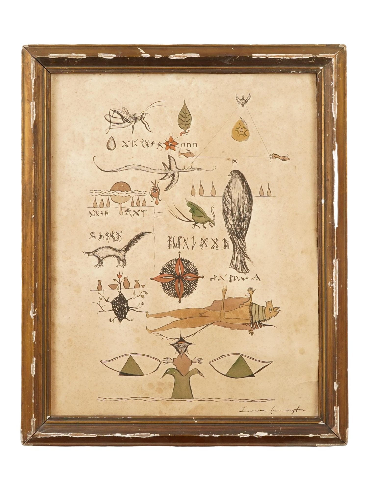 ATTR LEONORA CARRINGTON INK WATERCOLOR PAINTING W COA (1 of 6)