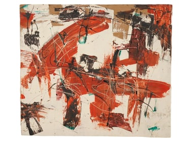 ATTR TO AFRO BASALDELLA ABSTRACT PAINTING WITH COA