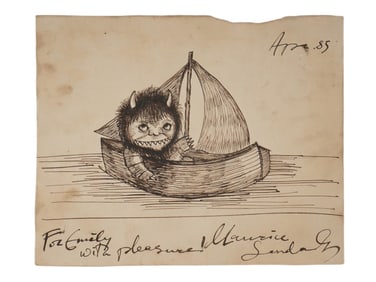 ATTR TO MAURICE BERNARD SENDAK INK PAINTING W COA