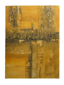 ATTR TO VASUDEO GAITONDE ACRYLIC PAINTING WITH COA