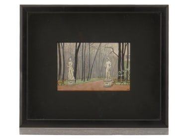 RUSSIAN LANDSCAPE WATERCOLOR PAINTING SIGNED