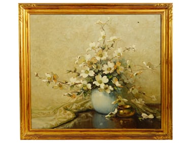 AMERICAN PAINTING BY A.D. GREER STILL LIFE WITH FLOWERS