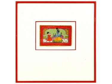 ANTIQUE INDO PERSIAN MIXED MEDIA MINIATURE PAINTING