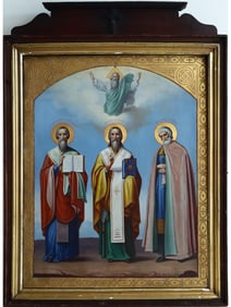 BIG RUSSIAN ICON: THREE SAINTS.