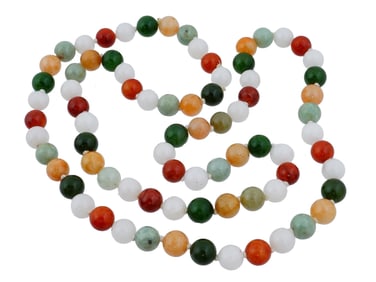 STRAND OF 5 COLOR JADE BEADS JEWELRY FOR NECKLACE