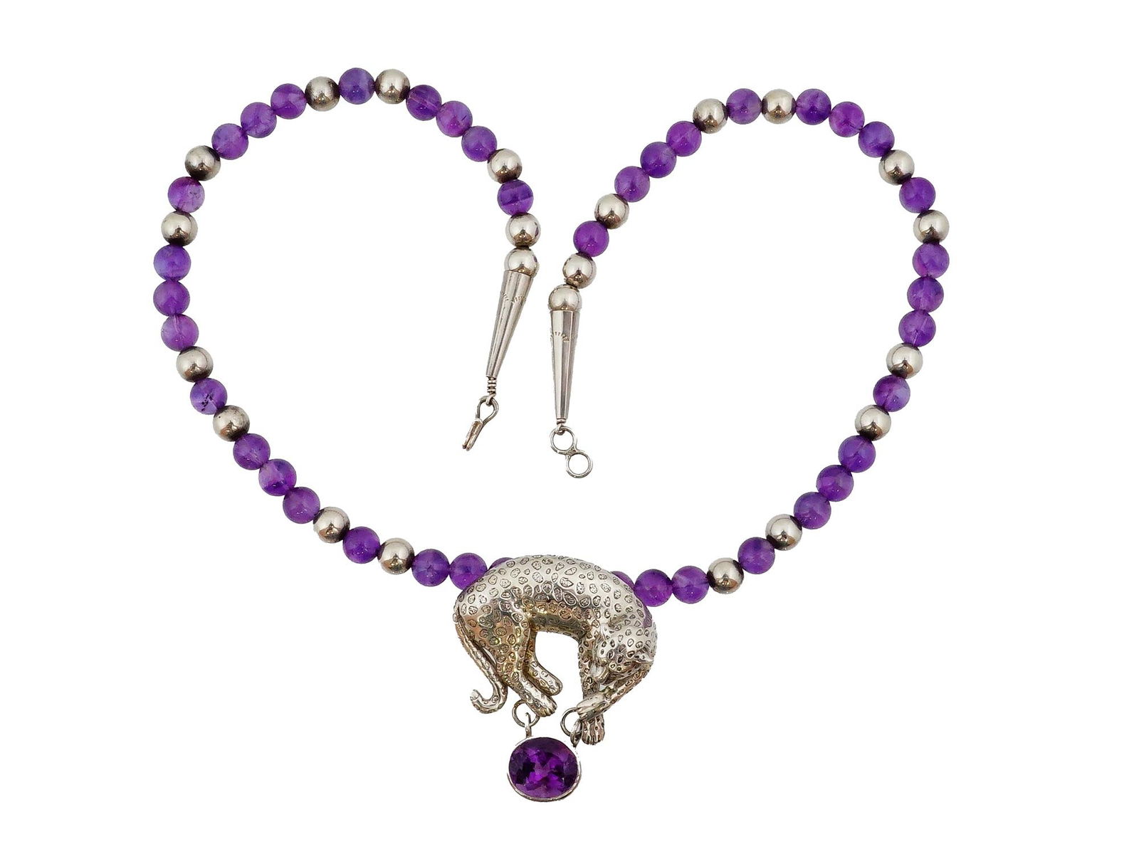 VINTAGE CAROL FELLEY LEOPARD AMETHYST STERLING SILVER NECKLACE (1 of 5)