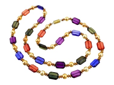 MID CENTURY BEADED DESIGN COSTUME JEWELRY NECKLACE
