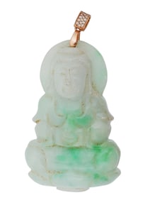 VINTAGE CHINESE CARVED JADE BUDDHA FIGURINE PENDANT