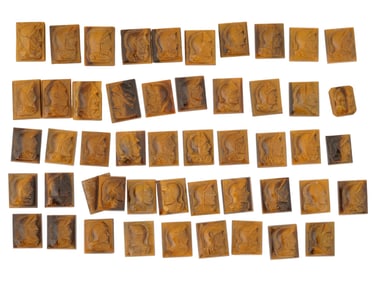 COLLECTION OF PORTRAIT CARVED TIGERS EYE CAMEOS