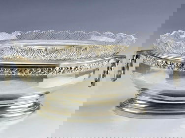 LARGE ANTIQUE GERMAN SILVER CRYSTAL CENTER PIECE