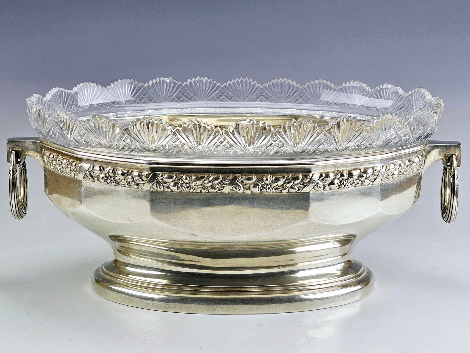 LARGE ANTIQUE GERMAN SILVER CRYSTAL CENTER PIECE (1 of 12)