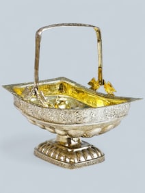 ANTIQUE EARLY 19TH C RUSSIAN SILVER SERVICE BASKET