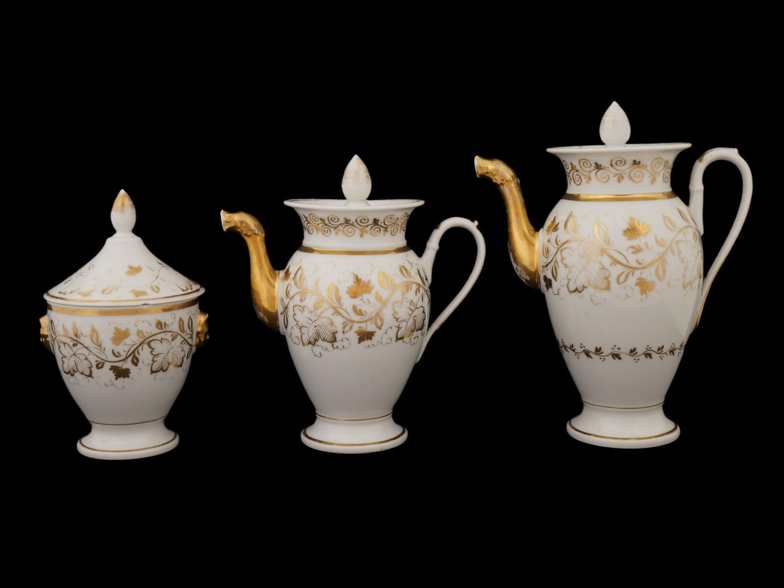 LOT OF ANTIQUE FRENCH VIEUX PORCELAIN TEA POTS BOWL (1 of 8)