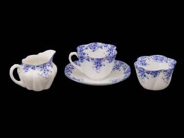 VINTAGE ENGLISH SHELLEY DAINTY BLUE PORCELAIN PIECES