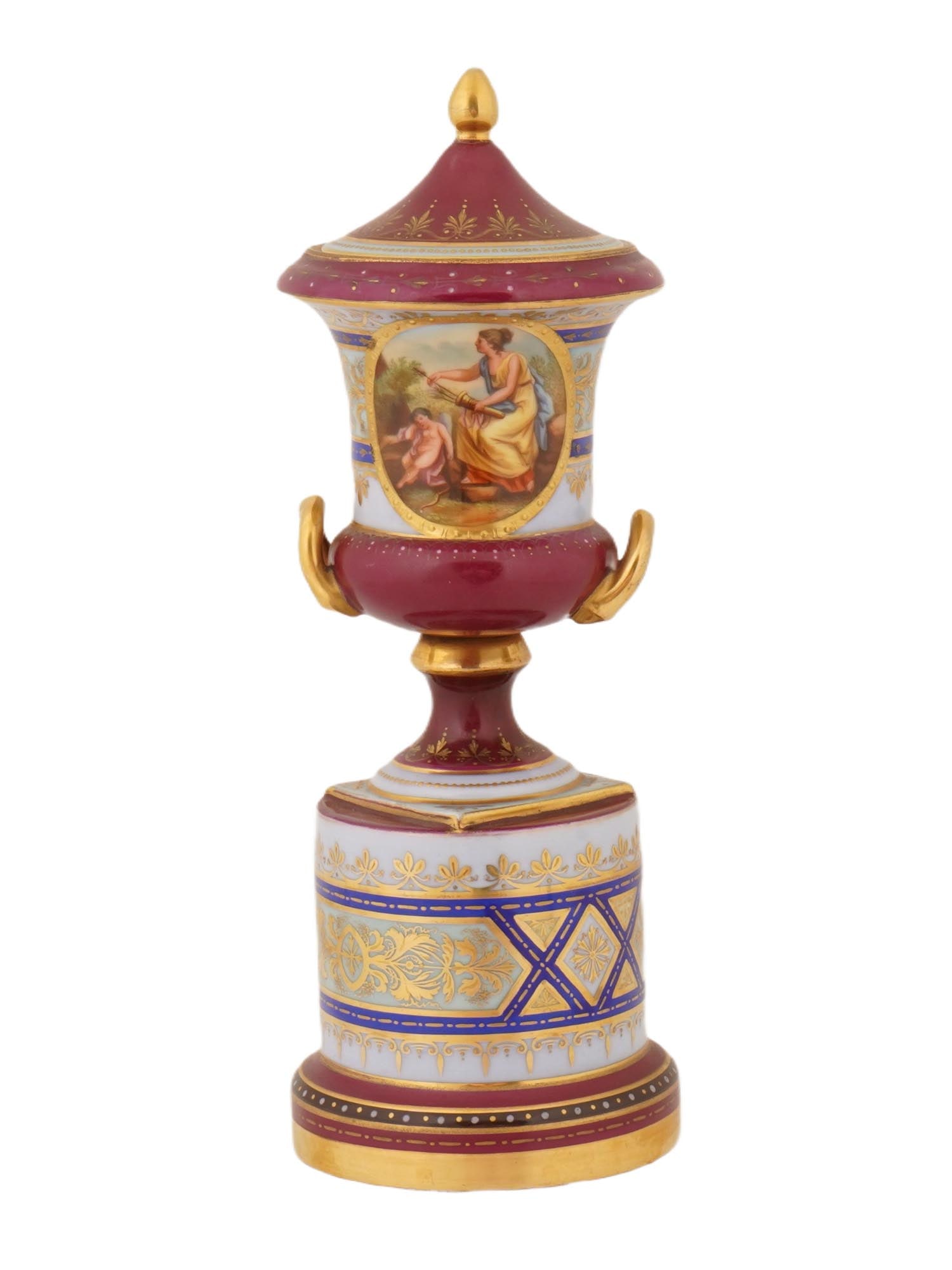 ANTIQUE ROYAL VIENNA PORCELAIN LIDDED URN VASE (1 of 9)