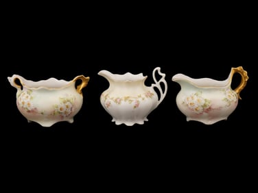 VIENNA AUSTRIA PORCELAIN CREAMERS AND SUGAR BOWL