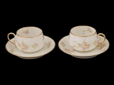 THEODORE HAVILAND PORCELAIN TEA CUPS AND SAUCERS