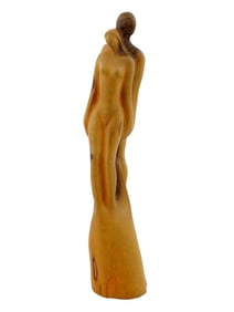 ISRAELI CARVED OLIVE WOOD SCULPTURE LEON BRONSTEIN