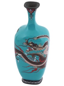 ANTIQUE JAPANESE MEIJI CLOISONNE ENAMEL DRAGON VASE