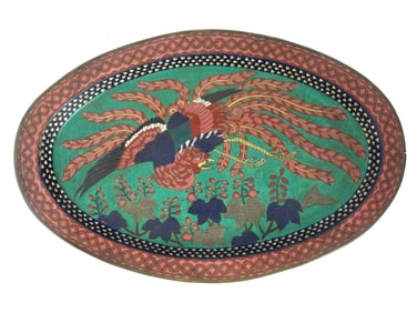 ANTIQUE JAPANESE EARLY EDO CLOISONNE ENAMEL TRAY