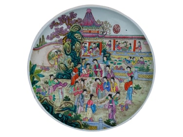 LARGE CHINESE HAND PAINTED SCENE PORCELAIN PLATE