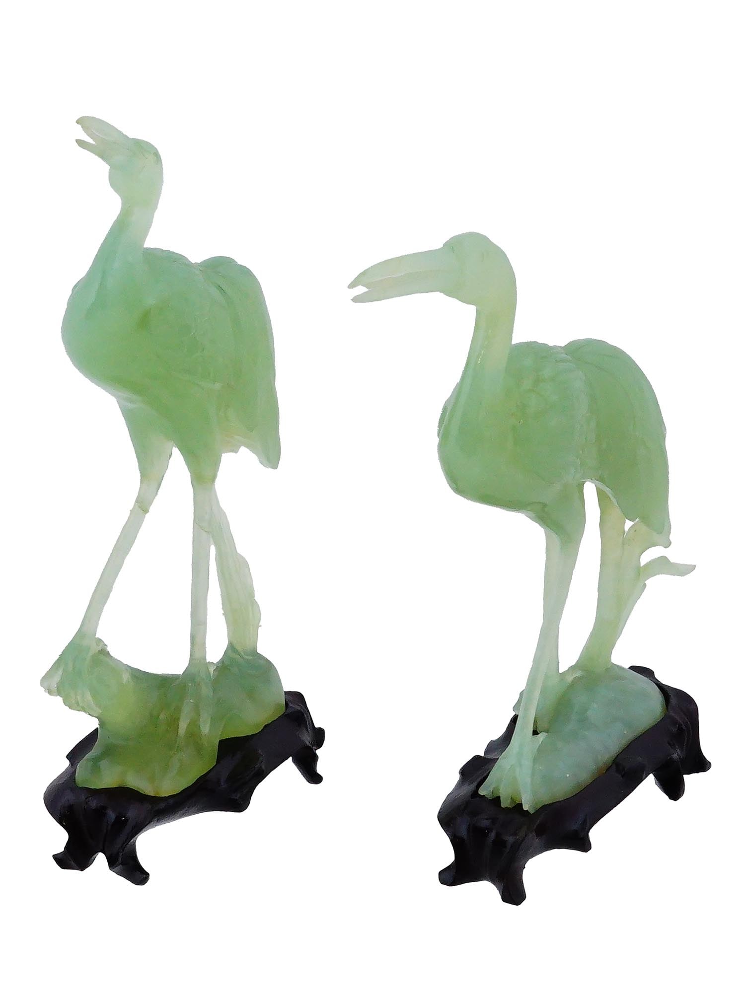 PAIR OF CHINESE CARVED JADE CRANE FIGURES IN BOX (1 of 14)