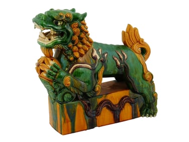 CHINESE HAND PAINTED CERAMIC FOO DOG FIGURINE