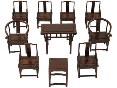 CHINESE WOODEN CHAIRS AND TABLE FOR DOLL HOUSE