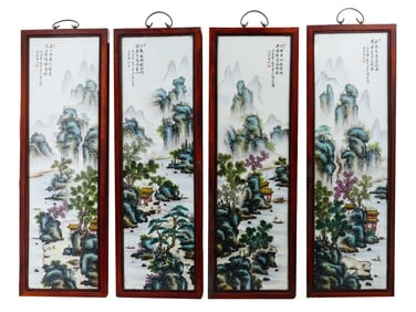 SET OF CHINESE HAND PAINTED PORCELAIN PLAQUES SIGNED