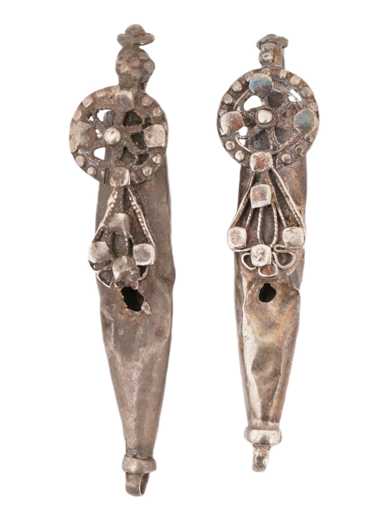 PAIR OF ANCIENT BYZANTINE SILVER EARRINGS OR PENDANTS (1 of 8)