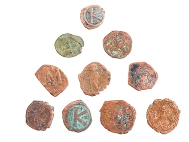 ANCIENT BYZANTINE EASTERN ROMAN EMPIRE BRONZE COINS