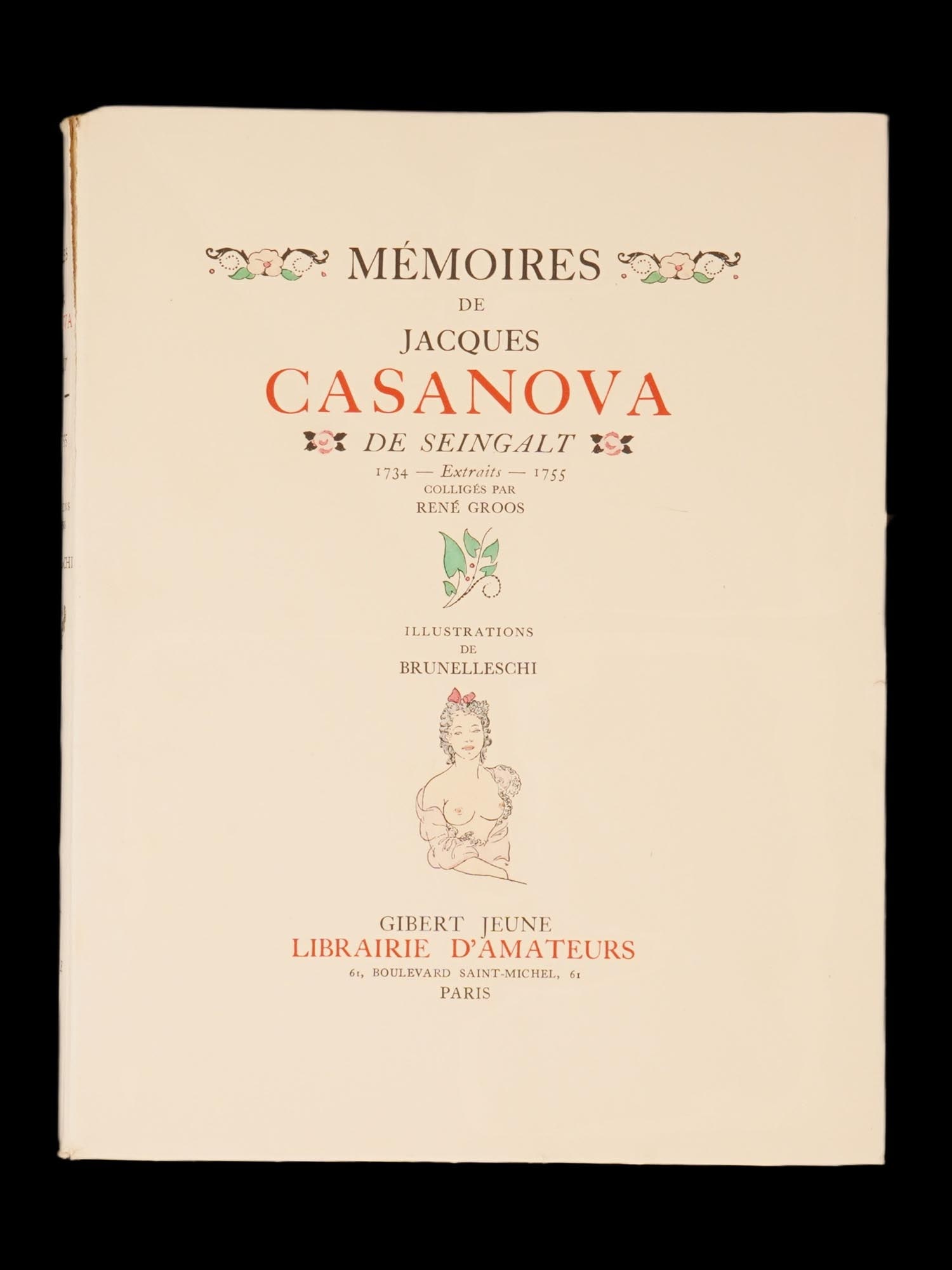 BRUNELLESCHI MEMOIRS DE CASANOVA 1886 FRENCH BOOK RENE GROOS (1 of 10)