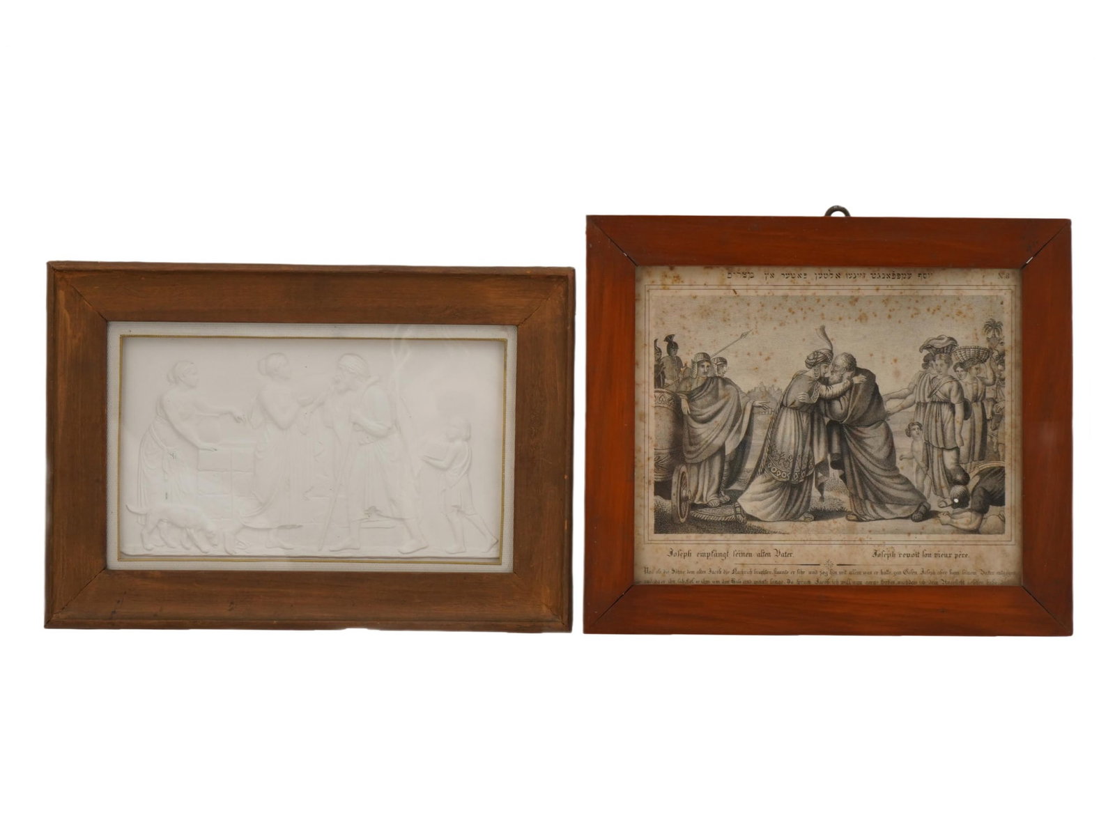 ANTIQUE BIBLICAL SCENES ENGRAVING AND CERAMIC PLAQUE (1 of 6)