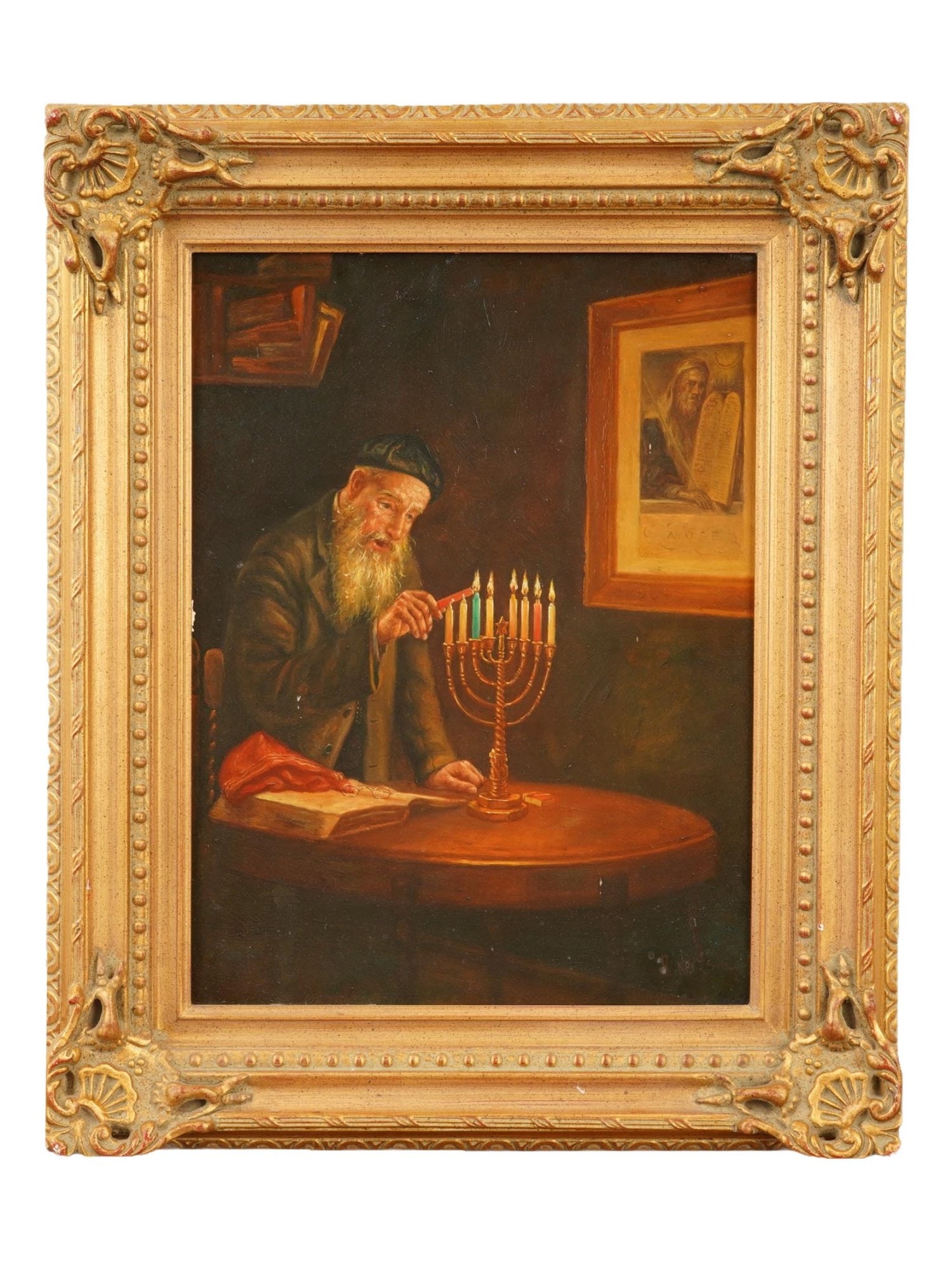 JUDAICA RABBI SCENE OIL PAINTING BY RAYMOND NEILSON (1 of 5)