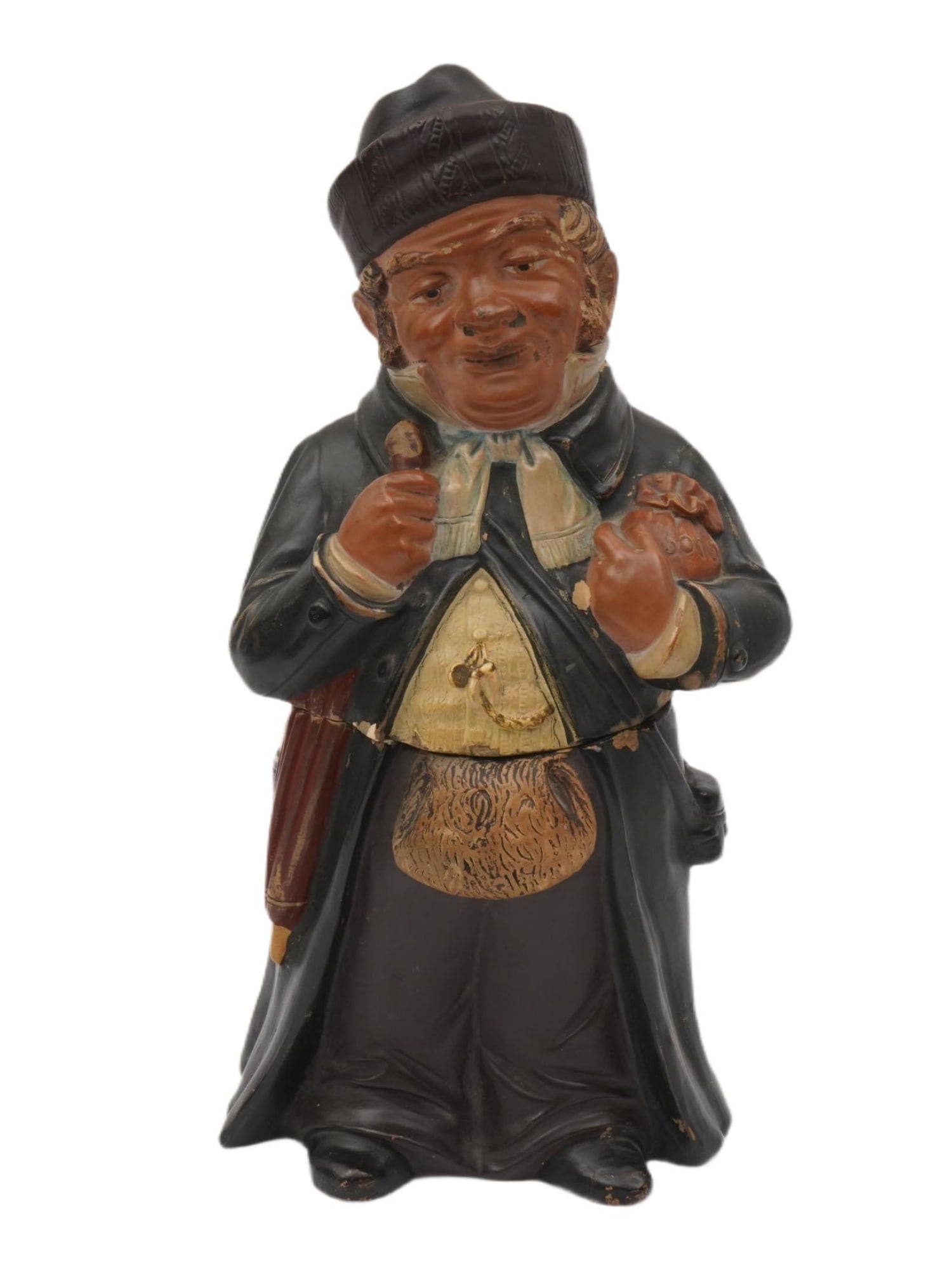 ANTIQUE PAINTED CERAMIC TOBACCO RABBI JAR CA EARLY 20 C (1 of 6)