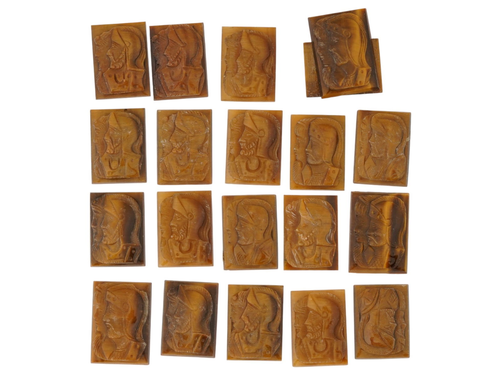 COLLECTION OF PORTRAIT CARVED TIGERS EYE STONE CAMEOS (1 of 5)