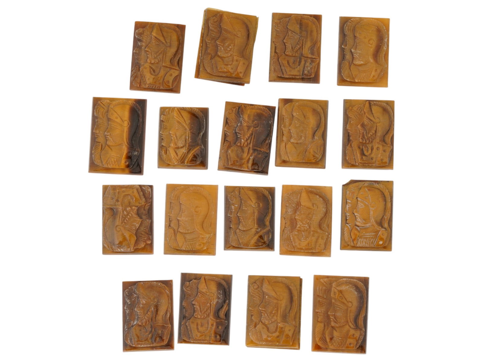 COLLECTION OF PORTRAIT CARVED TIGERS EYE STONE CAMEOS (1 of 6)