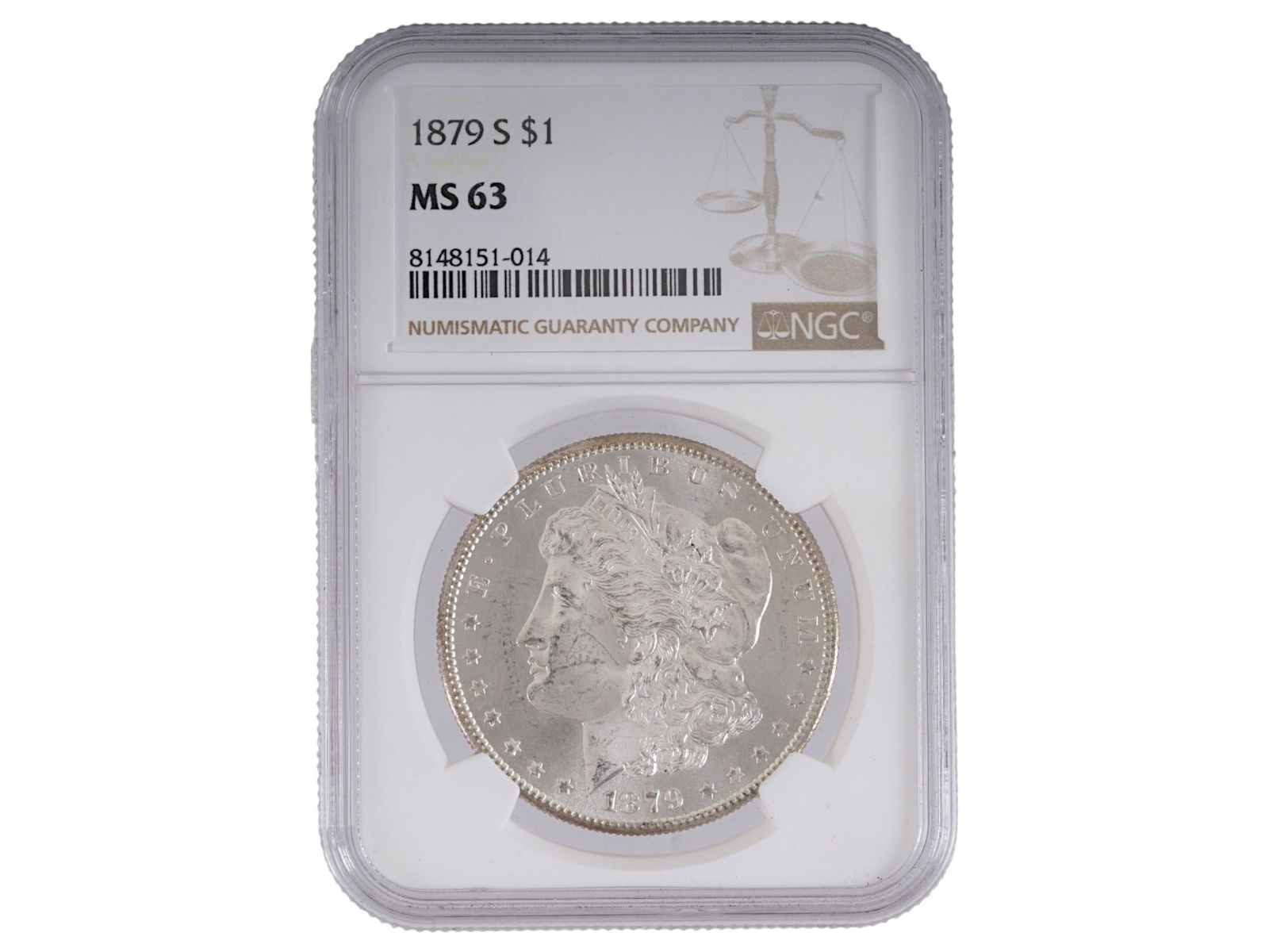 ANTIQUE AMERICAN GRADED SILVER MORGAN DOLLAR COIN (1 of 2)