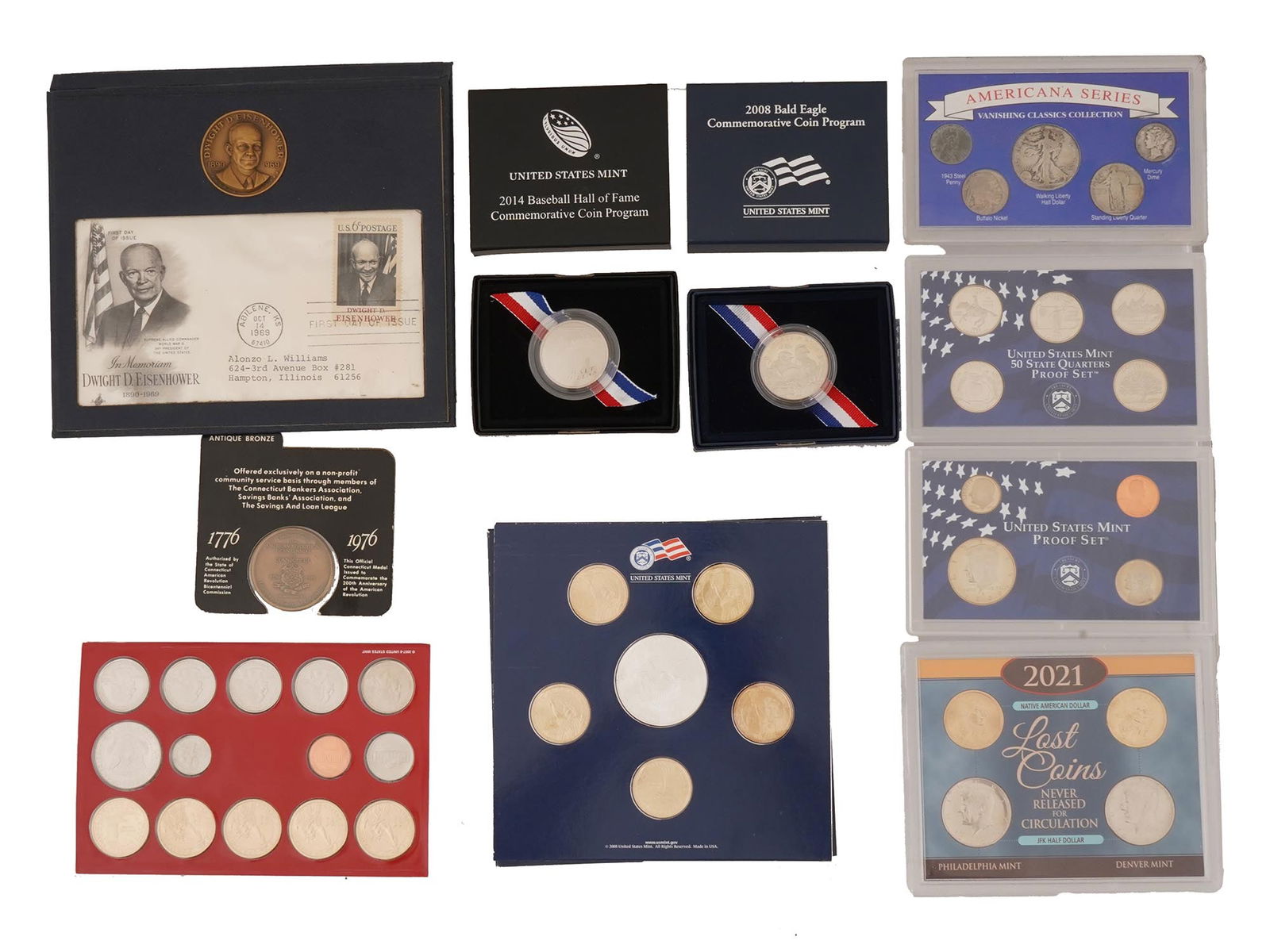 LARGE COLLECTION OF AMERICAN COINS MEDALS SETS IOB (1 of 12)