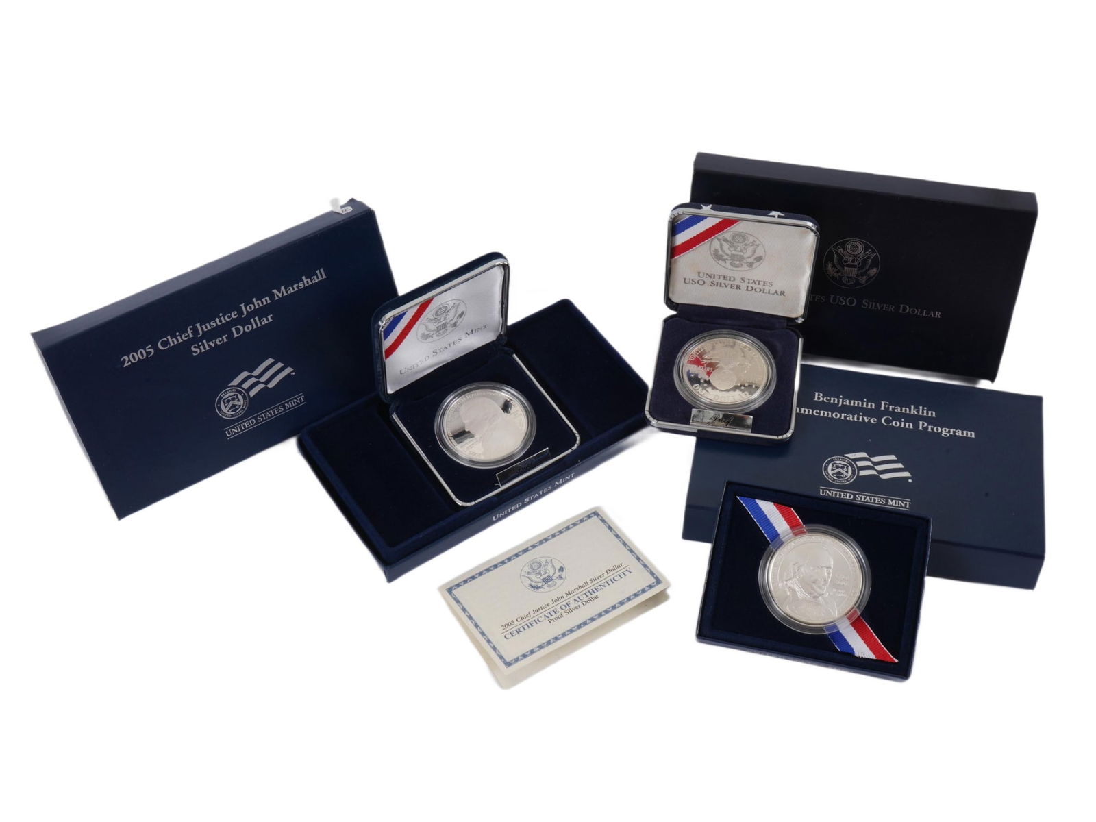 THREE AMERICAN COMMEMORATIVE SILVER COINS IOB (1 of 3)