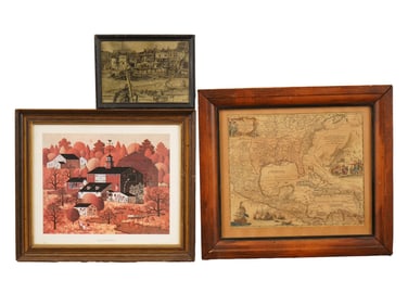 ANTIQUE MAP OF NORTH AMERICA AND VINTAGE PRINTS