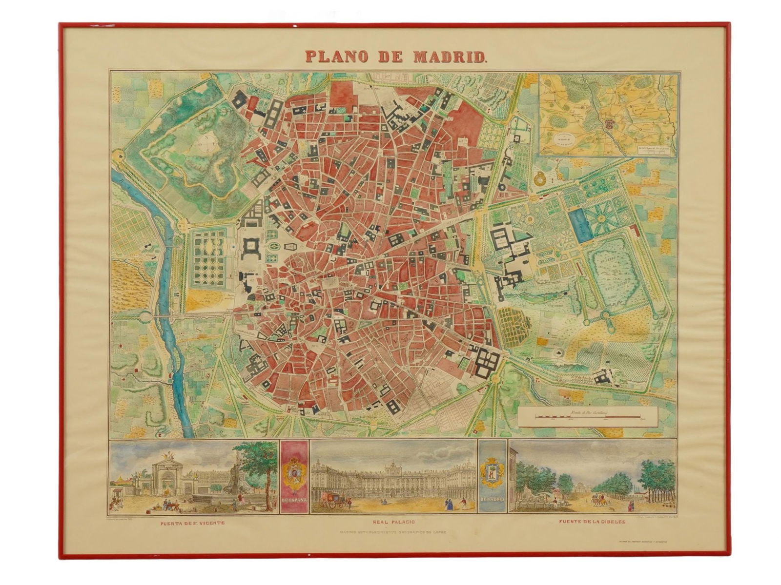 ANTIQUE 19TH C ENGRAVED MAP OF MADRID BY LOPEZ (1 of 7)